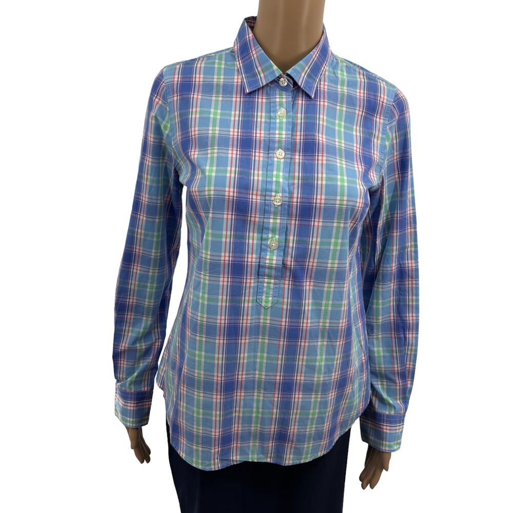 Vineyard Vines Ocean Breeze Oaks Bluff Cotton Plaid Popover Top